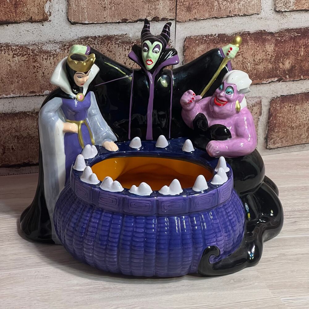 Vintage Disney Villains Halloween Cauldron Candy Dish Maleficent Evil Queen Ursu